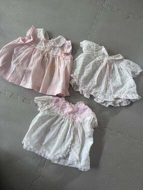 Cutest One Vintage Style Baby Dress Lot of 3 Floral Polka Dot Lace Ruffle